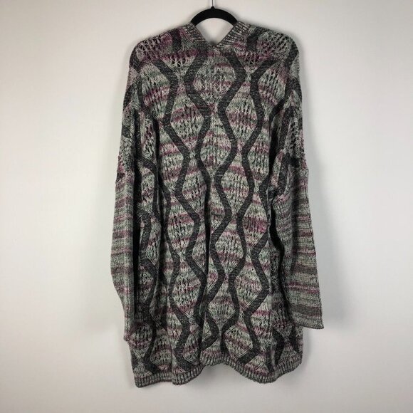 Soft Surroundings Open Front Cardigan Sweater One Size Gray Knit Long Sleeve - Picture 6 of 9